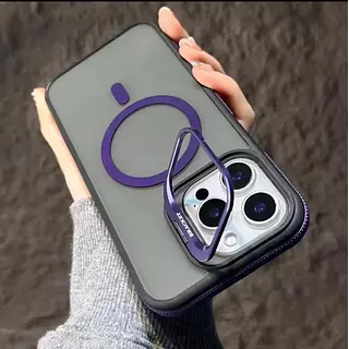 Case Magsafe Borde Morado Soporte Iphone 13pro+