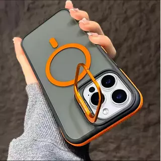 Case Magsafe Borde Naranja Soporte Iphone 13pro+