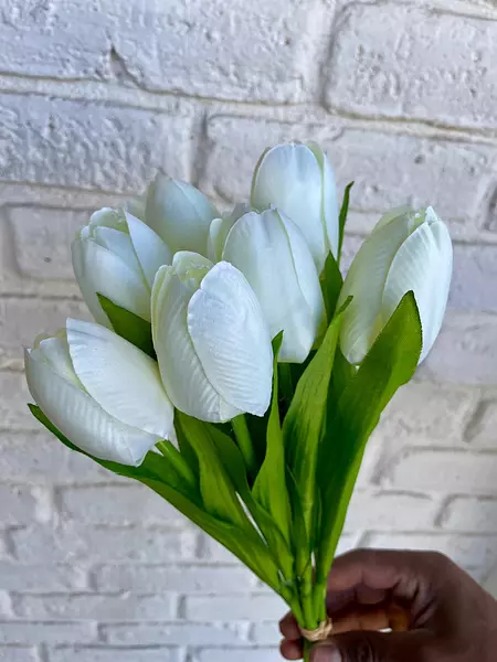Paquete X 7 Tulipanes Artificiales Blancos