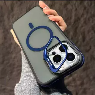 Case Magsafe Borde Azul Soporte Iphone 13/14