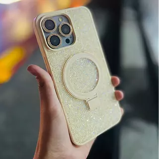 Case Diamante De Lujo Soporte Magsafe Amarillo Iphone 16pro+