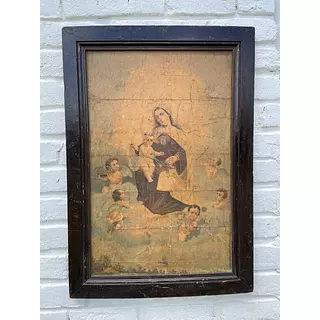 Icono Virgen Del Carmen Con El Niño Jesús - Colombia 1950