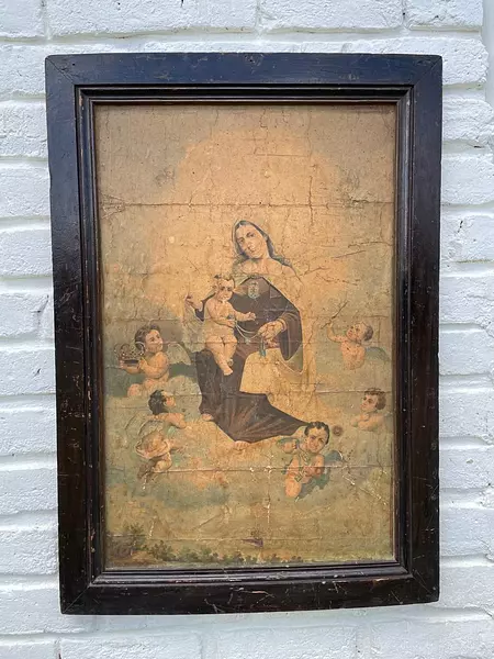 Icono Virgen Del Carmen Con El Niño Jesús - Colombia 1950