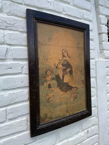 Icono Virgen Del Carmen Con El Niño Jesús - Colombia 1950