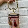 Bolso Cilíndrico De Mano Con Borlas