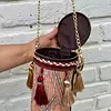 Bolso Cilíndrico De Mano Con Borlas