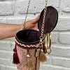 Bolso Cilíndrico De Mano Con Borlas