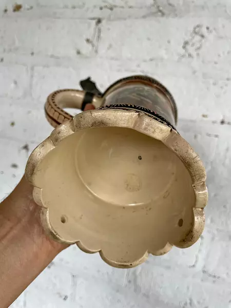 Jarro Cervecero Asa Y Tapa - Alemania 1900 Capacidad 600 Ml.