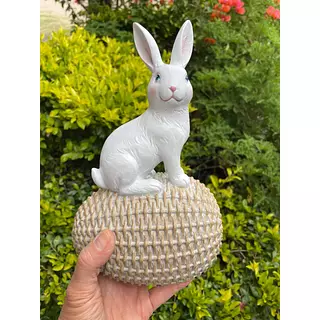 Conejo Blanco Sobre Huevo Tejido