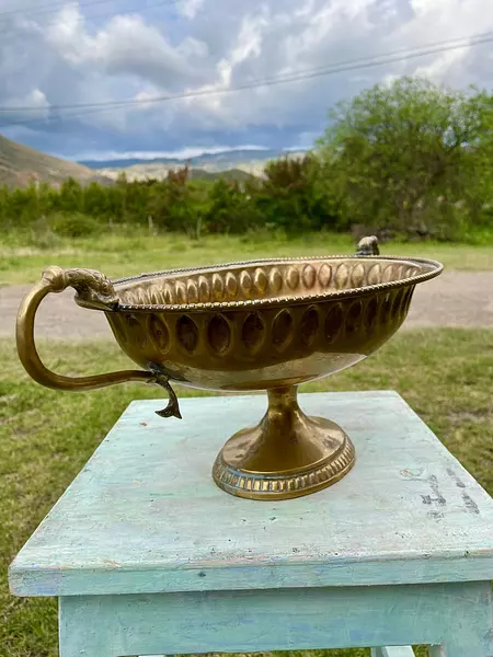 Copón Centro De Mesa Con Asas De Pescado - Francia 1990
