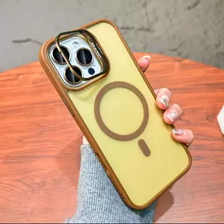 Case Magsafe Dorado Mate Soporte Iphone 15pro+