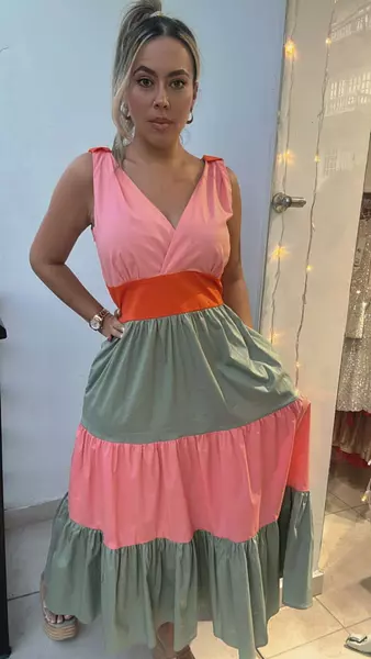 Vestido Salmon Combinado