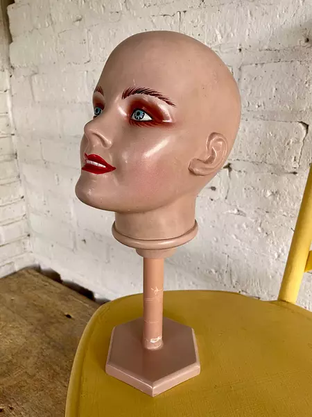 Cabeza De Maniquí Antiguo Base Elongable - U.S.A. 1950