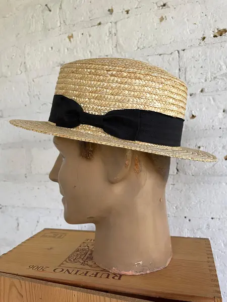 Sombrero De Paja Tipo Canotier Cinta Negra - U.S.A. 2005