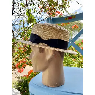 Sombrero De Paja Tipo Canotier Cinta Negra - U.S.A. 2005