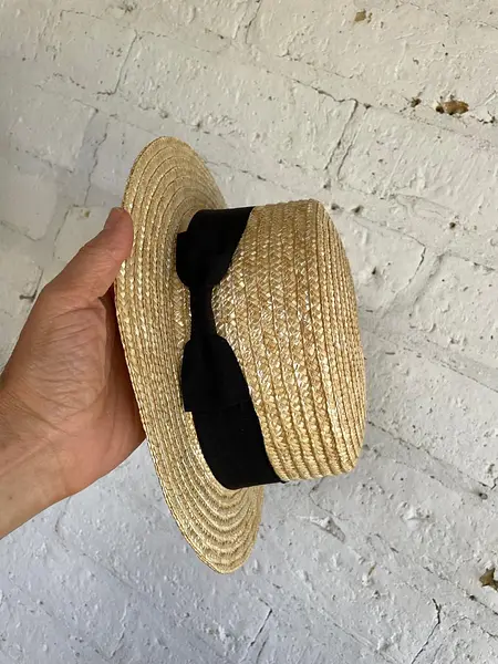 Sombrero De Paja Tipo Canotier Cinta Negra - U.S.A. 2005