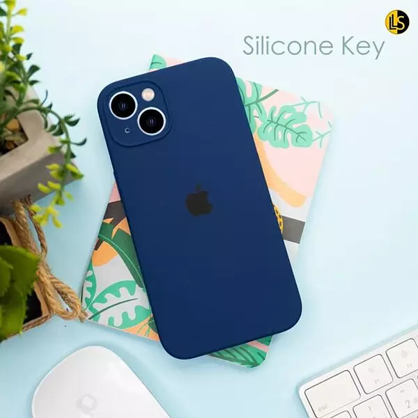 Silicon Case Azul Protector Cámara Iphone 15pro+