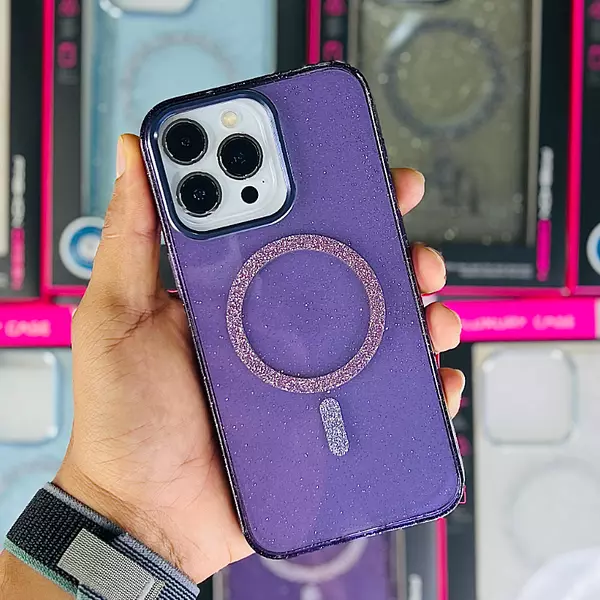 Case Magsafe Escarcha Morado Iphone 16