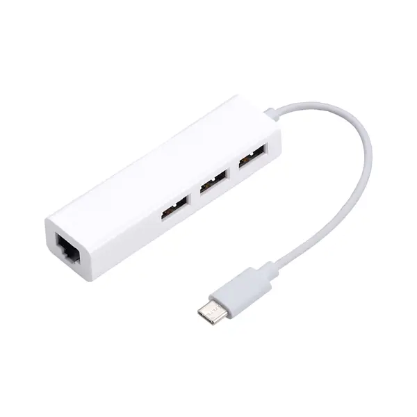 Adaptador Tipo C A Usb 3 Puertos + Lan Rj45