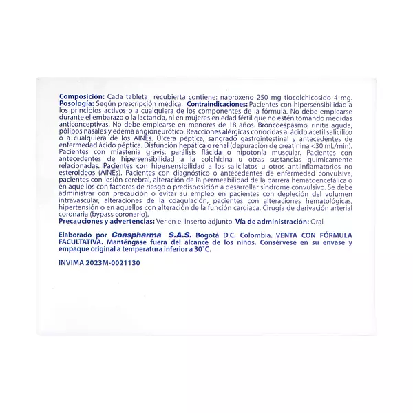 Relafen Naproxeno+Tiocolchicosido