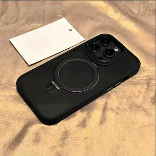 Case Transparente Magsafe Soporte Borde Negro Iphone 16pro