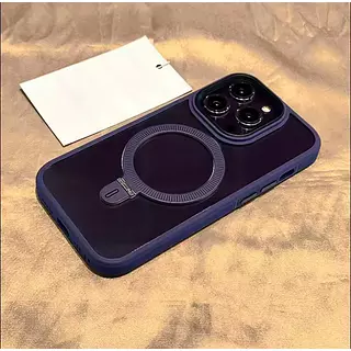 Case Transparente Magsafe Soporte Borde Morado Iphone 16pro