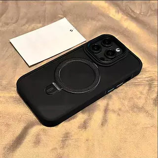 Case Transparente Magsafe Soporte Borde Negro Iphone 13/14