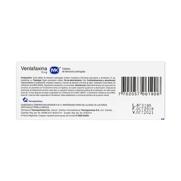 Venlafaxina 75 Mg