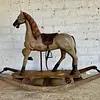 Caballo Balancín Tallado Madera Con Ruedas - Inglaterra 1900
