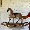 Caballo Balancín Tallado Madera Con Ruedas - Inglaterra 1900