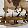 Caballo Balancín Tallado Madera Con Ruedas - Inglaterra 1900