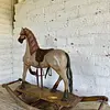 Caballo Balancín Tallado Madera Con Ruedas - Inglaterra 1900