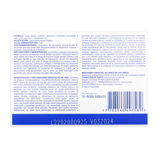 Valclomed 500 Mg