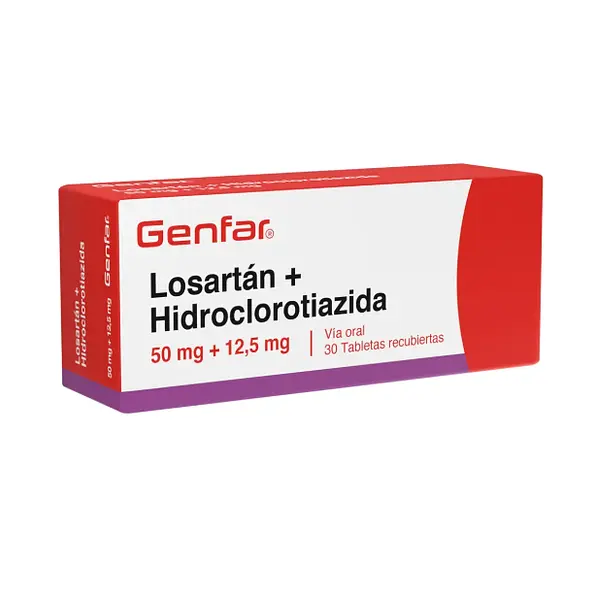 Losartán+Hidroclorotiazida 50/12.5mg Genfar