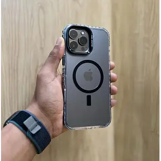 Case Magsafe Antishok Borde Negro Transparente Iphone16pro+