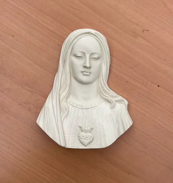 Escultura Italiana De Alabastro Inmaculado Corazón De María