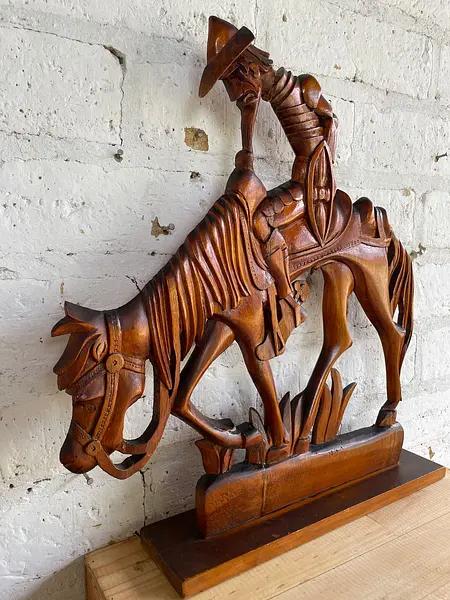 Talla Madera Don Quijote Y Sancho Panza - Colombia 1980