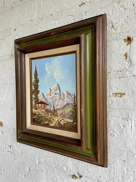 Oleo Original "Mountain Scene" 1950 Firmado Por Peter Haller