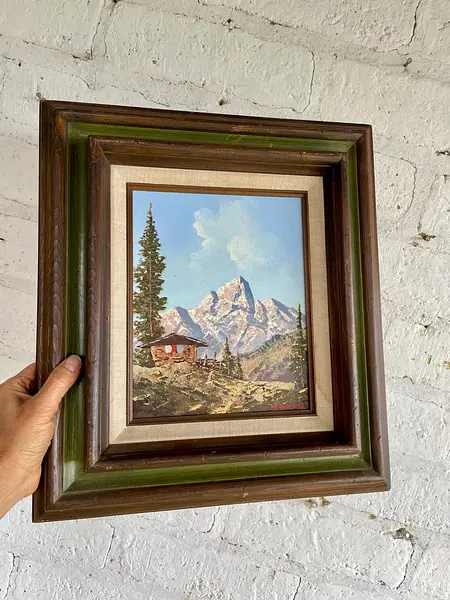 Oleo Original "Mountain Scene" 1950 Firmado Por Peter Haller