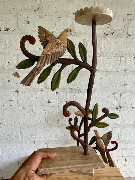 Candelabros Metálicos Con Pájaros Sobre Ramas