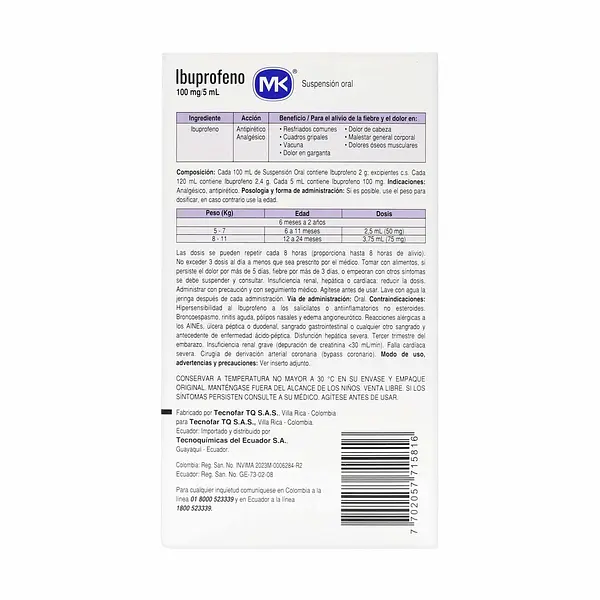 Ibuprofeno Niños 100 Mg