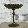 Plato De Bronce Festoneado Con Pedestal - India 1980