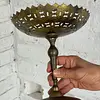 Plato De Bronce Festoneado Con Pedestal - India 1980