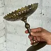 Plato De Bronce Festoneado Con Pedestal - India 1980