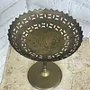 Plato De Bronce Festoneado Con Pedestal - India 1980