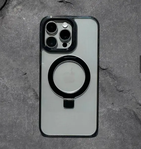 Case Magsafe Soporte Negro Transparente Iphone 16pro+