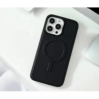 Case Diseño Cuero Magsafe Negro Iphone 16pro+