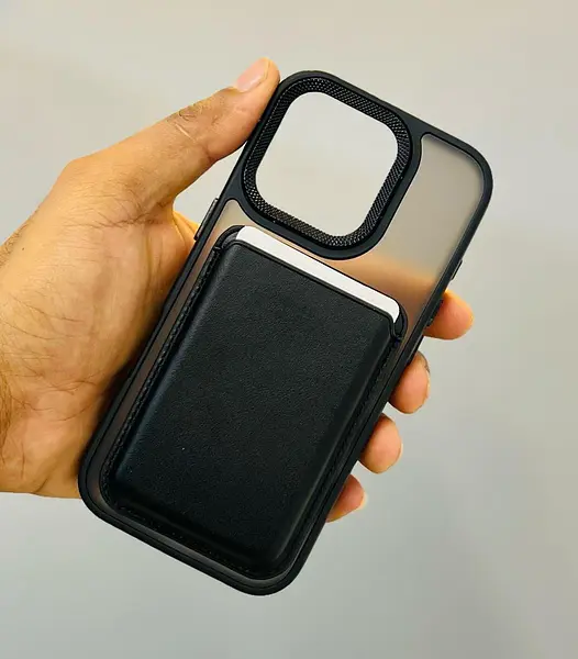 Case Magsafe Tarjetero En Cuero Negro Iphone 14