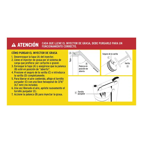 Inyectora De Grasa 14 Oz, 6000 Psi Con Grip Antiderrapante