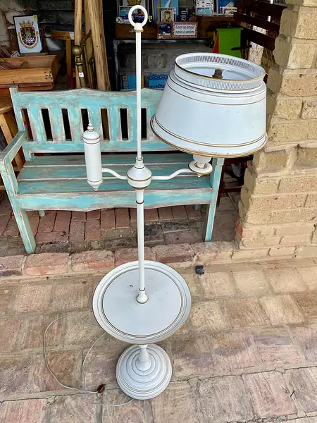 Lámpara Con Mesa Toleware - U.S.A. 1960